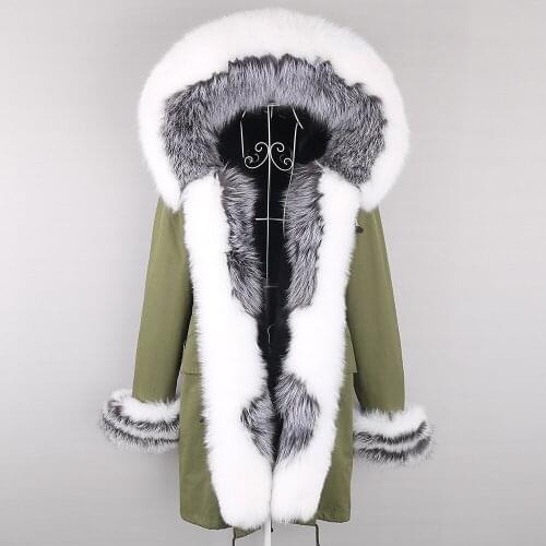 Real Fur Coat Winter Jacket Women Natural Raccoon Fur Hood Fox fur Waterproof Long Parka Detachable Streetwear Luxury Parkas War