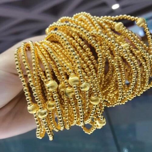 ZHIXI Real 18K AU750 Gold Bracelet Fine Jewelry 999 Gold Balls for Women Wedding Gifts B530