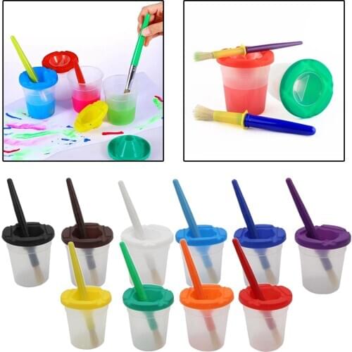 10Pcs Spill Proof Paint Cups, No-Spill Paint Cups with Lids Kids Painting Toys