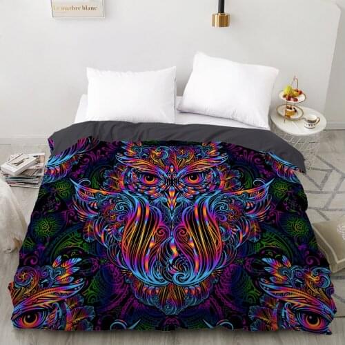 3D Duvet cover Quilt/Blanket/Comfortable Case Luxury Bedding 135 140x200 150x200 200x220 for Home Bohemian Black color owl