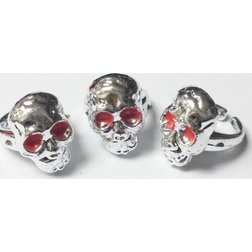 4 pcs Skull silver rings Pirate Captain HOLE HEAD BIKER mens boy NEW jewelry RINGS novelty birthday party favors gift toy prize