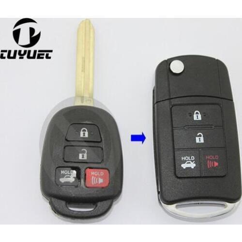 5PCS/Lot Modified Flip Floding Remote Key Shell For Toyota Camry TOY43 Case Fob 4 Button