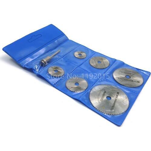 7 Pcs HIGH SPEED STEEL HSS Rotary Circular Saw Blades Cut Off Discs Set Mandrel Cutoff Rotary Cutting Tools Abrasive Accessories