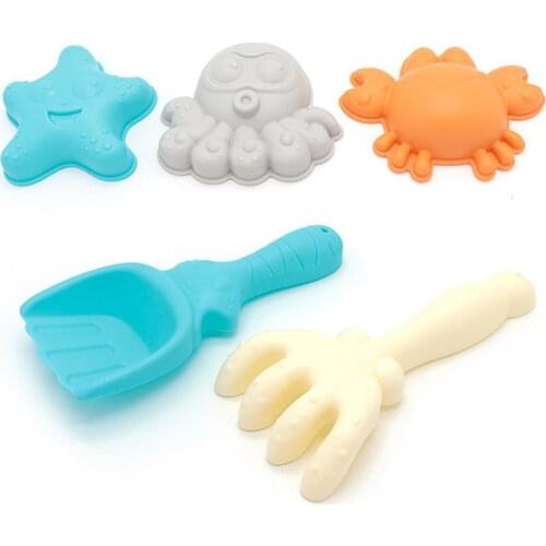 7Pcs/Set Children Beach Rake Octopus Crab Bucket Model Play Sand Sandpit Toy Parent-child Outdoor Interactive Education Game Toy