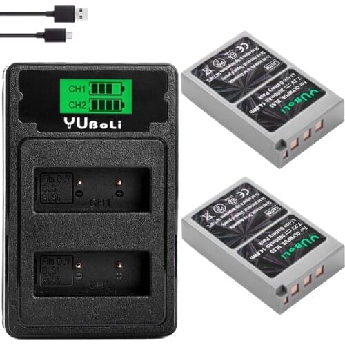 BLS50 PS-BLS5 BLS-50 BLS-5 BLS5 Battery + LCD USB Charger for Olympus PEN E-PL2,E-PL5,E-PL6,E-PL7,E-PM2,E-M10,E-M10 II,Stylus1
