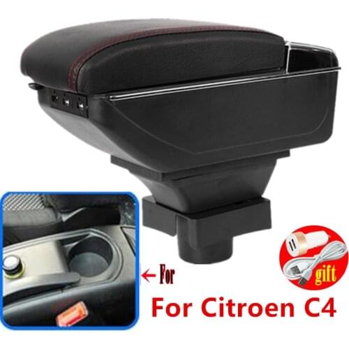 Center Centre Console Storage Box For Citroen C4 Hatchback 2004-2010 Armrest Arm Rest Rotatable 2005 2006 2007 2008 2009