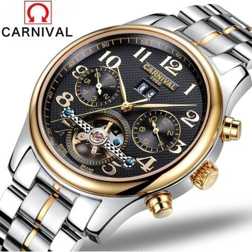 Luxury Brand Automatic Mechanical Men Watches Military Waterproof Tourbillon Watch 361 stainless steel strap Sapphire glass 2017