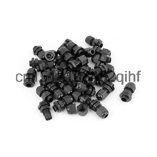36 Pcs Black PG7 Plastic Connector Gland for 3mm-5.5mm Cable