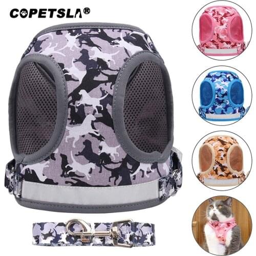 Copetsla S-XL New Reflective Safety Pet Dog Harness and Leash Set for Small Medium Dogs Cat Harnesses Vest Puppy Chest Strap