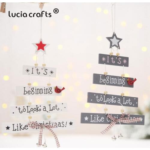 1PCS White/Gray Wooden Alphabet Pendants Hanging Ornaments DIY Xmas Tree Ornament Christmas Decorations For Home H0354