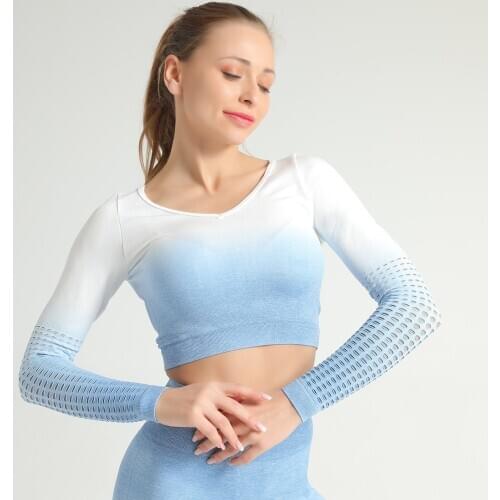 Breathable Yoga Top Sport Top Fitness Women Crop Top Women Sport Shirt Women Long Sleeve Gym Top Yoga Shirt Fitness Workout Tops