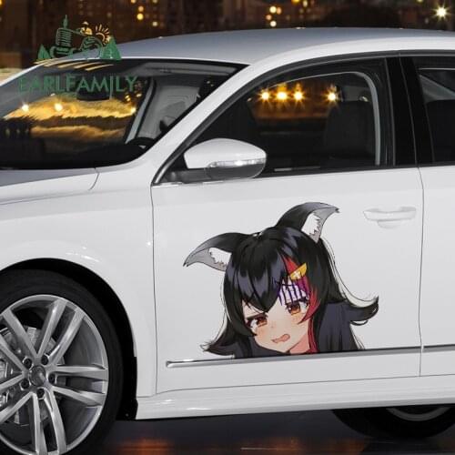 EARLFAMILY 43cm x 34cm For Ookami Mio Peeker Car Stickers Vinyl Car Wrap Decal Graffiti Motorcycle Waterproof RV Camper Decor