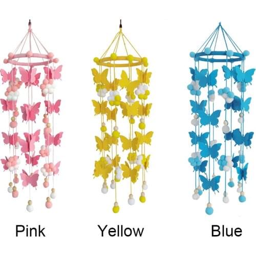 Wind Chime Handmade Felt Ball Nursery Decor Toy Baby Crib Mobile Cute Butterfly Cardboard Photography Prop 3D Design Unique Gift