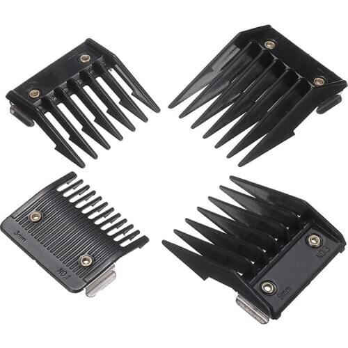 4pc Hair Trimmer Shaver Limit Comb Attachment Combs Set 3/6/9/12mm For Wahl Cutting Guide Comb Hair Grooming Styling Black