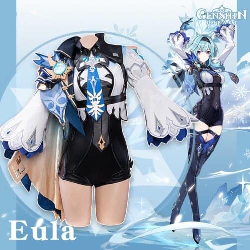 Pre-sale Game Genshin Impact Eula Lawrence Spin-drift Knight Halloween Cosplay Costume Full Set
