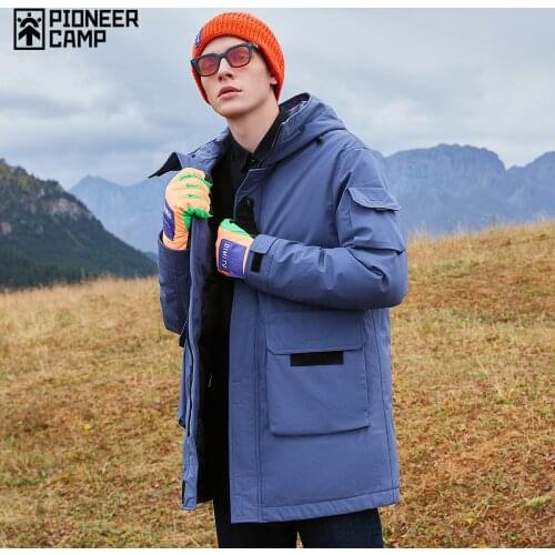 Pioneer Camp 2020 New Winter Mens Down Jacket Long 90% Duck Windproof Outdoor Coats for Mens Clothing AYR920561E