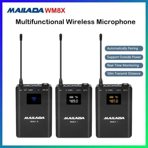 Mlada WM8X Phone Recording Outdoor Wireless Interview Microphone lavalier LR For Camera Professional Noise Reduction Mic