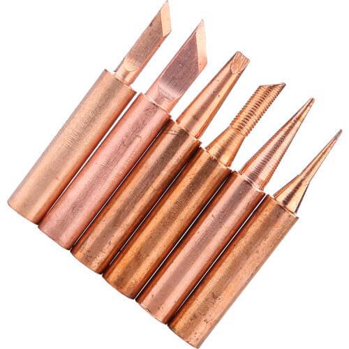 6pcs/lot 900M-T Copper Soldering Iron Tips Lead Free Solder Welding Sting For 936/937/938/969/8586/852D Soldering Station
