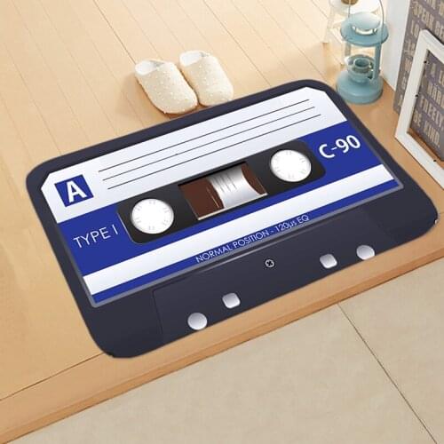 Non-Slip Bath Mat Flannel Retro Tape Digital Printing Foot Carpet Nordic PVC Water absorprion Mats 40*60cm