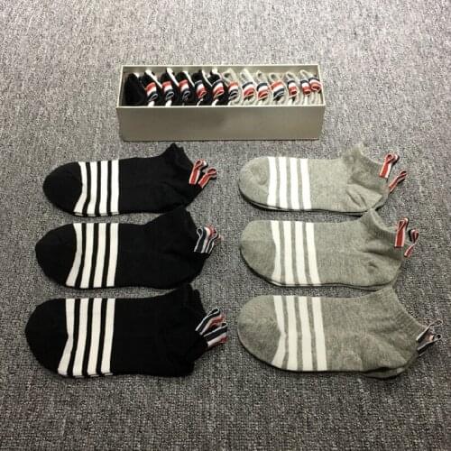 TB THOM Brand Socks Women Men Cotton Striped No Show Sport Crew Socks Korean 6 Pairs With Box High Quality Korean Design Soft