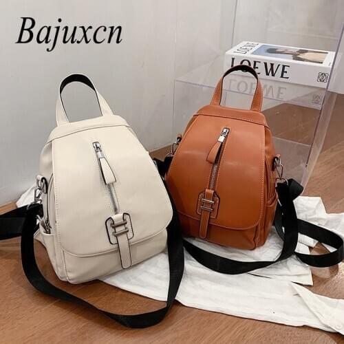 2020 autumn new soft leather ladies backpack brand luxury designer large capacity casual travel bag white main sac a dos femme