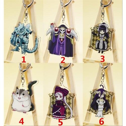 Anime OVERLORD 3 Ainz Ooal Gown Albedo Devil Cocytus Acrylic Figure Keychain Keyring Bag Pendent Cosplay Props