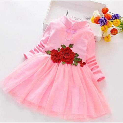 Baby Girls Dresses For Christmas Costume Long Sleeved Cheongsam Princess Dress Kids 2 3 4 5 6 Years Girl Clothing Autumn