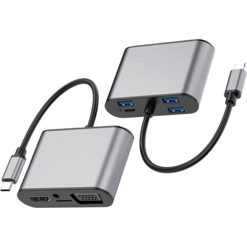 8 in 1 TC8W Type C USB HUB USB3.0 TF VGA HD-MI HDTV Splitter Adapter macbook pro pc accessories