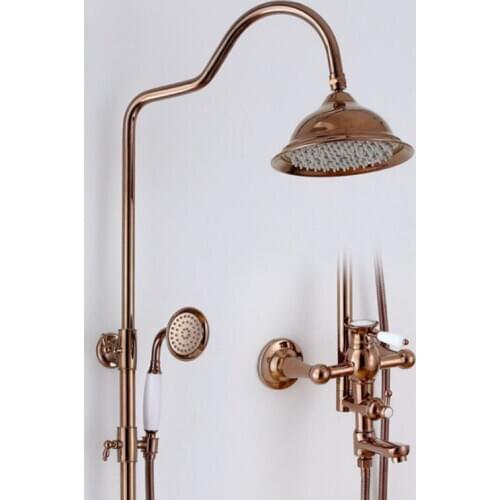 Rose gold Shower Faucet Luxury Bathroom Shower Sets 8 inch Top Sprayer Hand-Shower Washing Mixer Taps