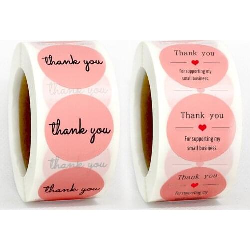 Roll Pink Thank You Sticker Tag Label 500 Pcs/roll Bread Cake Shop Baking Supplies Christmas Gift Sticker Christmas Decorations