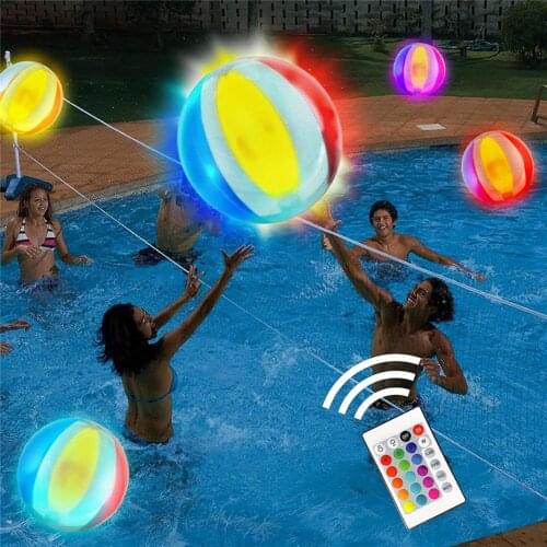 Luminous Ball Inflatable Toy 16 Colors Light Up Water Party Balloons Kids LED Luminous Ball Outdoors Pool Party Sports Toy