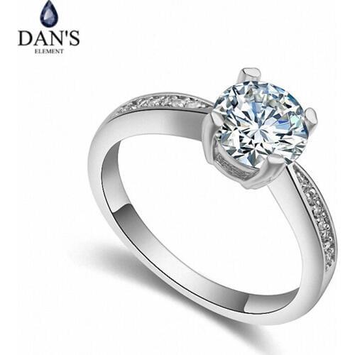 DANS Real Austrian Crystals Brand AAA Zirconia Micro Inlays Fashion Ring for women New Geometric 110228white