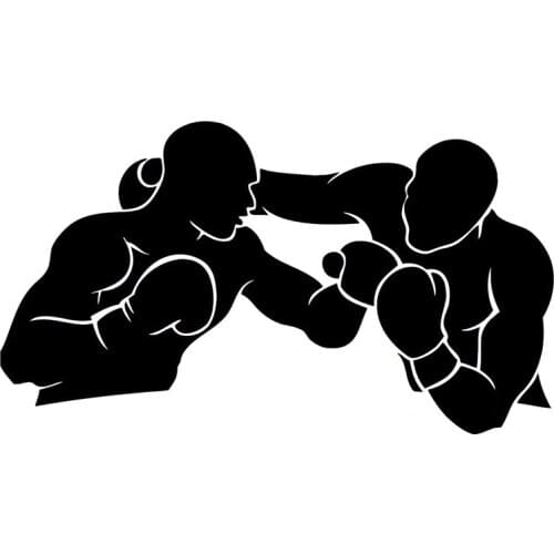 16.5CM*9.3CM Interesting Boxing Athlete Sparring Silhouette Vinyl Decal Car Sticker Black/Silver S9-0548