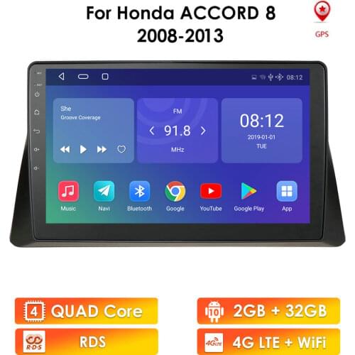 Android 10 Car Radio Multimedia Player Stereo GPS Navigation For Honda Accord 8 2008 2009 2010 2011 2012 2013 SWC Carplay 2 DIN