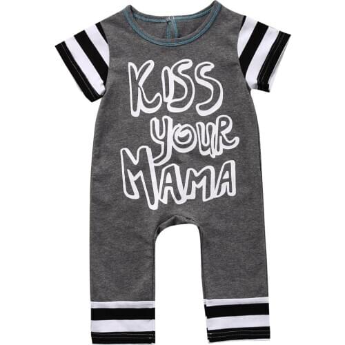 2018 casual gray cotton o-neck letter 9-12T Baby Kids Boy Girl Infant Romper Jumpsuit Cotton Clothes Outfit