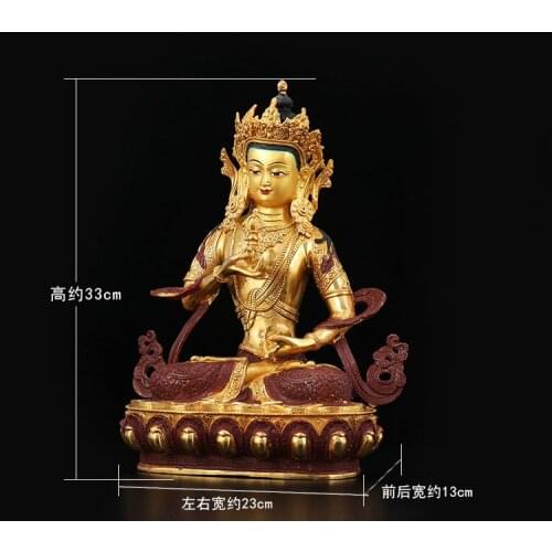 33cm large # Religious enshrine Buddha figure # HOME family Protection Tibet Buddhism Namo Guru Vajrasattva brass Buddha statue