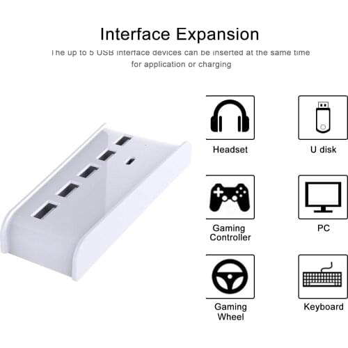 5 Port PS5 USB High Speed ​​Extension Adapter Converter With 1 USB C Port For PS5 DE UHD 2 Port To 5 Port Console