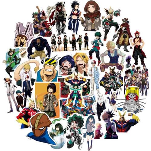 50Pcs/Pack Anime My Hero Academia Stickers For Skateboard Laptop Skateboard Stickers Waterproof PVC Stickers For Kids Gifts