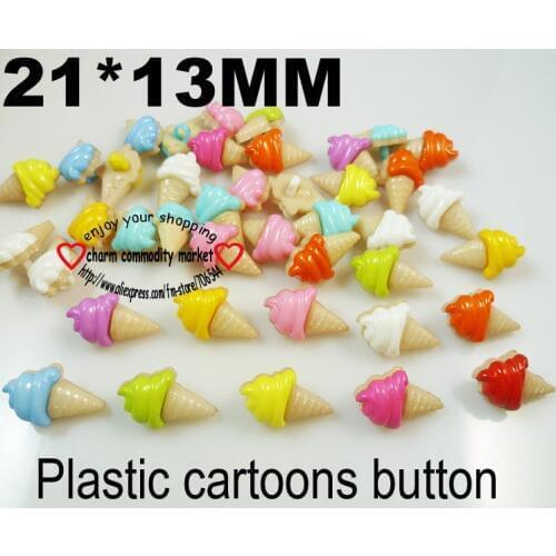 50PCS Ice cream shape colors Dyed Plastic cartoons buttons coat boots sewing clothes accessories P-054