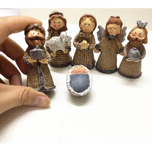 6pcs Set Religious Figures of Bouyei Arab Manger Group Resin Doll Handicraft Ornament Sand Ware