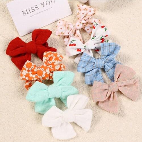 8pcs/Set Bowknot Rabbit Baby Hair Pins Colorul Sweet Newborn Girl Hair Accessories Plaid Floral Kids Hair Clips photo props