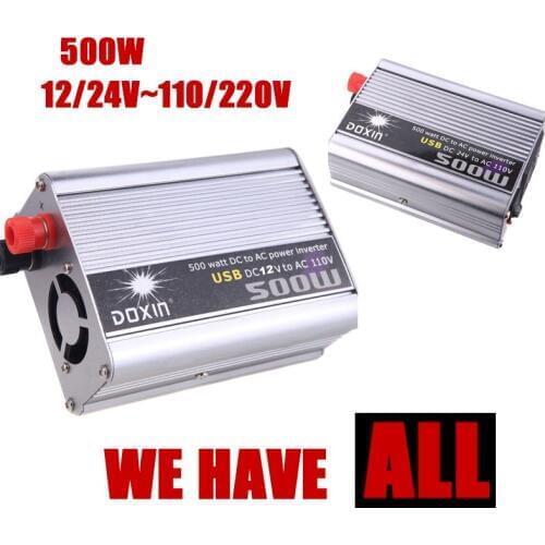 Car Converter 500W DC 24V to AC 220V Modified Silver Power Inverter Adapter USB 5V Output Vehicle Power Supply Charger