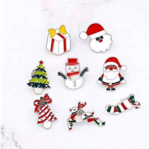 Christmas enamel pins brooches snowman gifts pin Christmas socks tree cartoon lapel pin brooch