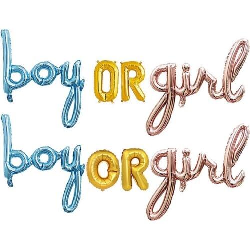 Baby Gender Secret Party Decoration Siamese Boy or Girl Letter Set Balloon Baby Shower Arrangement Birthday Party Set nn47