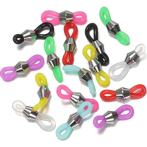 50pcs Diamond Rubber Connector Retainer for Sunglasses Eyeglasses Holder Chain Accessories DIY Stainless Steel Spectacle DIY