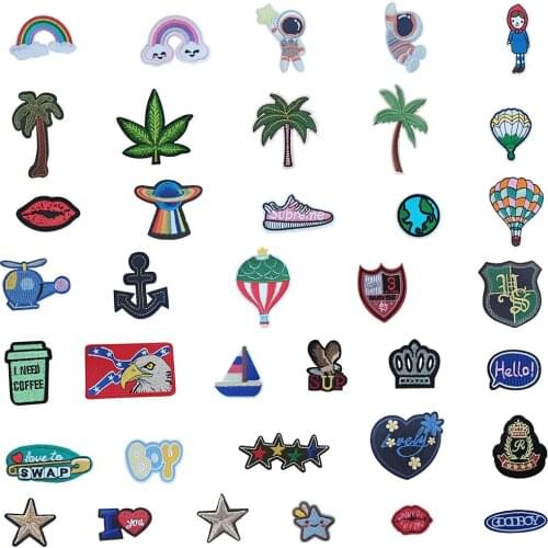 Space astronaut self-adhesive childrens micro-chapter embroidery jeans jacket DIY clothing supplies fabric 1PCS for sale