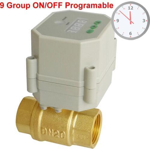 3/4'' Clock Timing control brass valve,AC/DC9-24V or AC110v-230V Timer Controlled Valve with 9 group programing