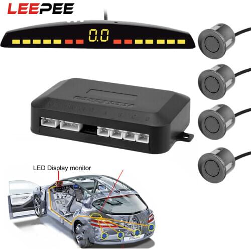 LEEPEE Car Auto Parktronic LED Parking Sensor with 4 Sensors Reverse Backup Car Parking Radar Monitor Detector System Display