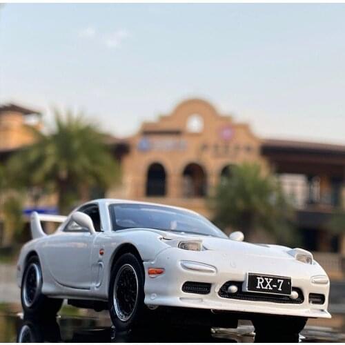 Diecast 1/32 Scale Mazda Fd Rx7 Sports Car Alloy Car Model Flip Light Open Door Sound And Light Metal Simulation Vehicle Model