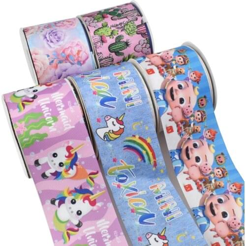 Mini Toxica Flower Unicorn Cartoon Printed Grosgrain Ribbon Party Decoration 10 Yards DIY Bow Bag Material Handmade 10Y